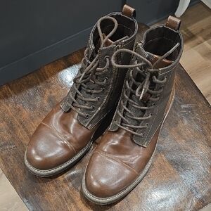 Franco Fortini Men's Brown Leather and Fabric Boots